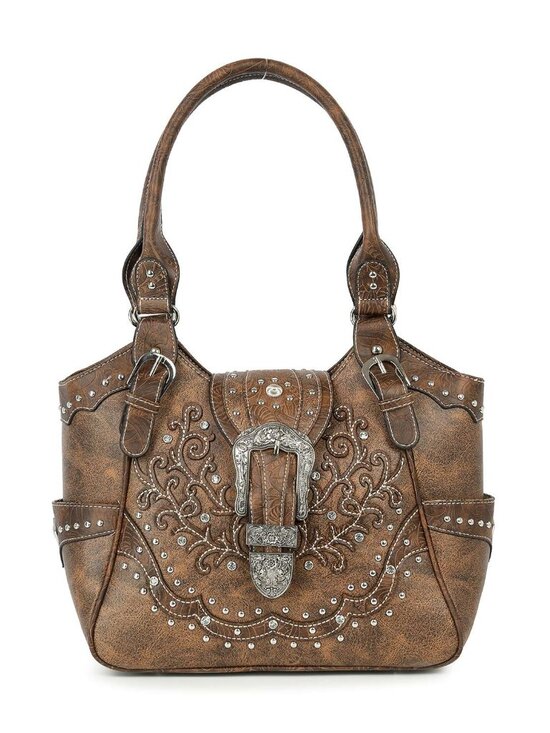 Handbags - The Desert Rose Embroidered Vegan Leather Conceal-Carry Shoulder Bag